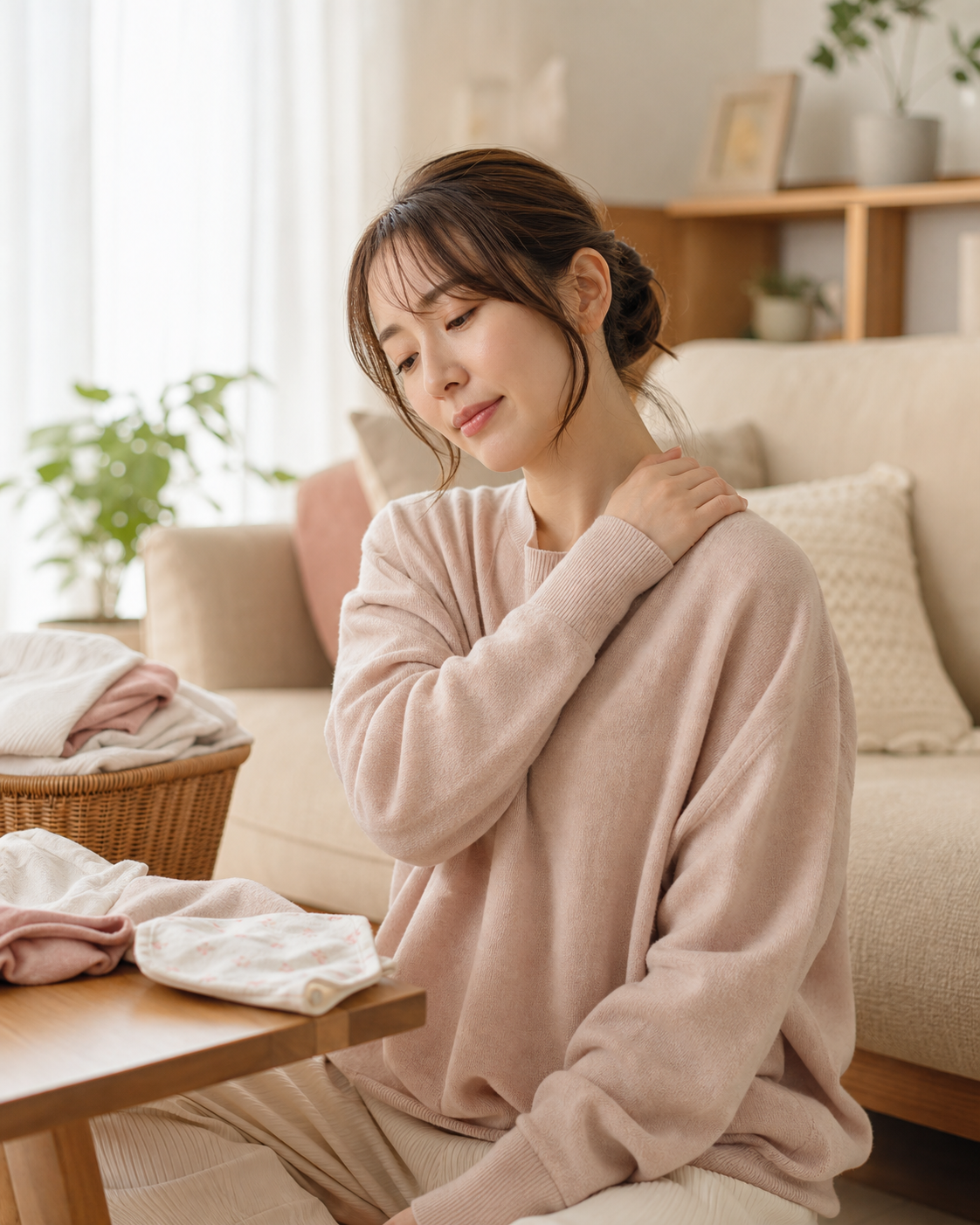 肩こりや疲れを感じる女性の暮らしのイメージ